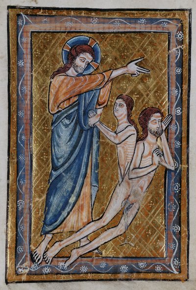 The Creation of Adam and Eve from a Book of Bible Pictures by William de Brailes  